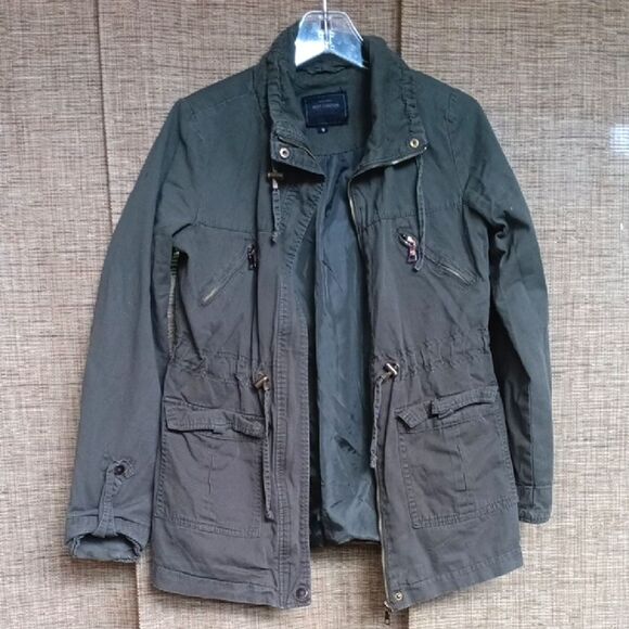 Miss London Dark Olive Cotton Military Jacket - Picture 1 of 4